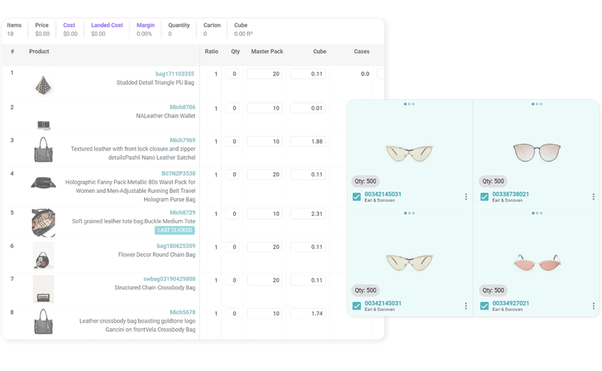 Purchase order worksheets